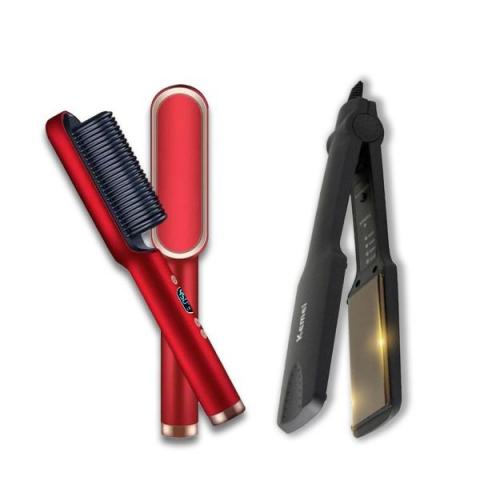 2 in 1 Combo - Kemei Hair Iron and Straight Hair Comb - Hair Straightener  Combo - Fabvariety