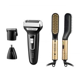 2 in 1 Combo - Kemei 3 in 1 Trimmer + Rozia Men's Hair Straightener