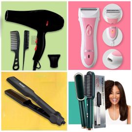 4 in 1 Combo - Professional Hair Dryer + Hair Straightener Iron + Straight Hair comb + Rechargeable Hair Remover for Women - Fabvariety