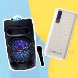 2 in 1 Combo - Portable Bluetooth Speaker with Mic + Smart Portable Power Bank  - Fabvariety