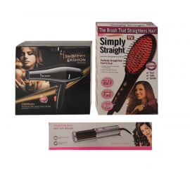 Combo Offer - Simply Straight Brush+ Professional Hot-Air Brush+ Hawareen Hair Dryer