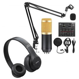 Combo Offer - Condenser Microphone Set + P47 Wireless Bluetooth Headphone