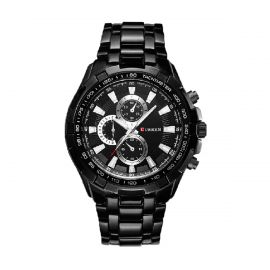 Curren Analog Watch for Men with Stainless Steel Band, Water Resistant, Black