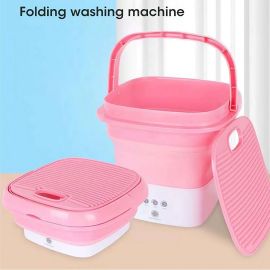Folding Washing Machine, One-touch Operation, Pink - Fabvariety
