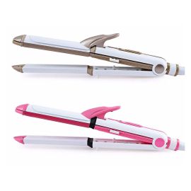 Kemei 3 in 1 Multifunctional Hair Straightener, KM-1213, Pink & White - Fabvariety