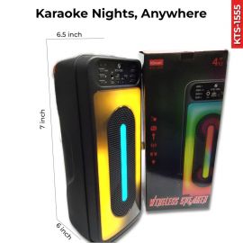 KTS-1555 BIG BASS Dual 4 inch Bluetooth karaoke party speaker with mic-fabvariety
