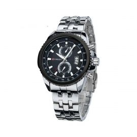 Curren - Stainless Steel Strap Round Analog Quartz Movement Waterproof Watch For Men, 8082 - Black