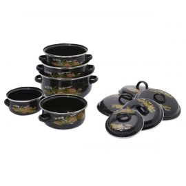 Royal mark 10-Piece Multi-Functional Enamel Casserole Set Black