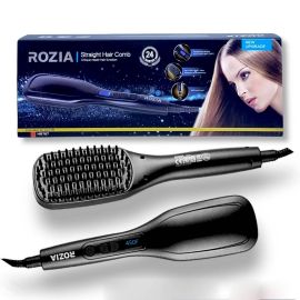 Rozia Straight Hair Comb, HR-767, with Temperature Display, Black - Fabvariety