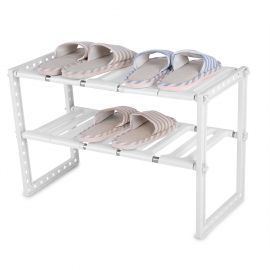 Telescopic Storage Shelf - 2-Tiers Telescopic Shelf, Telescopic Stand Storage Shelf Space Save Cupboard for Home, Kitchen, Door Entrance - Fabvariety