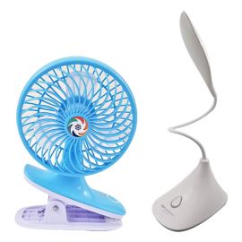 2 in 1 Combo - Rechargeable Fan With Clip + Kamisafe Rechargeable Flexible Table Lamp