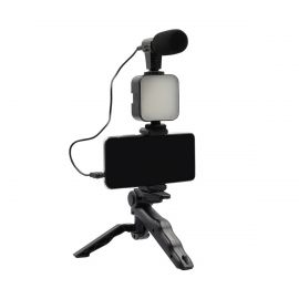 Caraele Kit-05lm Téléphone Vidéo Vlog Live Streaming Kit Support de  téléphone Microphone Remplir Lumière Trépied Combinaison Set